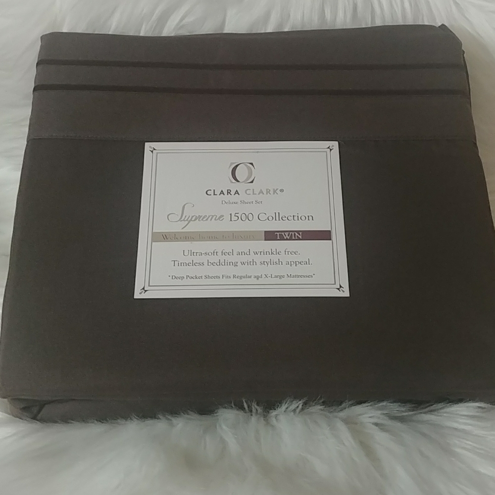 Clara Clark Supreme 1500 Coffee Twin Sheet Set